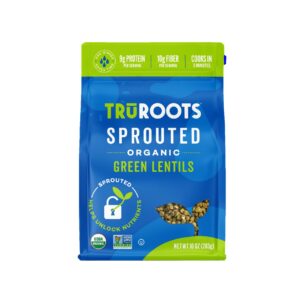 TruRoots Organic Sprouted Green Lentils, 10 Ounces, Certified USDA Organic, Non-GMO Project Verified
