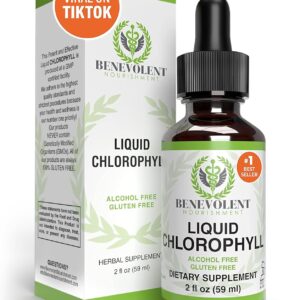 Benevolent Chlorophyll Liquid Drops – Organic Detox & Immune Support, Internal Deodorizer & Skin Health Supplement, Non-GMO, 4 Month Supply, Natural Mint Flavor