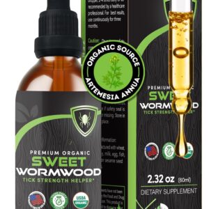 Organic Sweet Wormwood (Artemisia Annua) Tincture – Immune Support and Source of Antioxidants – Thujone Free – 2.32 oz / 60ml, Vegan, Manufactured in The USA