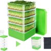 4-Tier Seed Sprouting Kit with Drain Holes and Drain Tray, Upgrade Stackable Microgreens Fresh Organic Bean Seed Sprouter Tray Ripple Soil-Free Sprouter Tray for Beans Alfalfa Seeds - Image 2