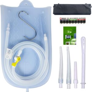 Silicone Enema Bag Kit with 6.3ft Hose, 5 Enema Tips, Controllable Flow Valve and Water Thermometer – 2 Quart Capacity Coffee enemas for Colon Cleanse