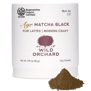 Wild Orchard Ayr Matcha Black from Jeju Island – Premium Tea – 100% Regenerative Organic Certified – Premium Grade Black Matcha Tea Powder Cultivated on Jeju Island in South Korea