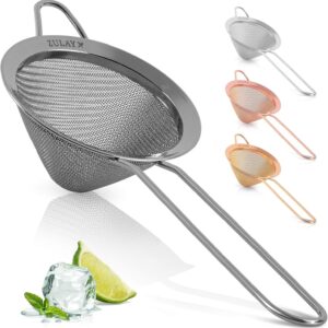 Zulay Kitchen 304 Stainless Steel Fine Mesh Strainer For Kitchen – Sieve Sifters For Food, Tea, Rice, Oil, Noodles, Fruits, Vegetables – Rust-Proof, Easy to Clean Drink Strainer (Black)